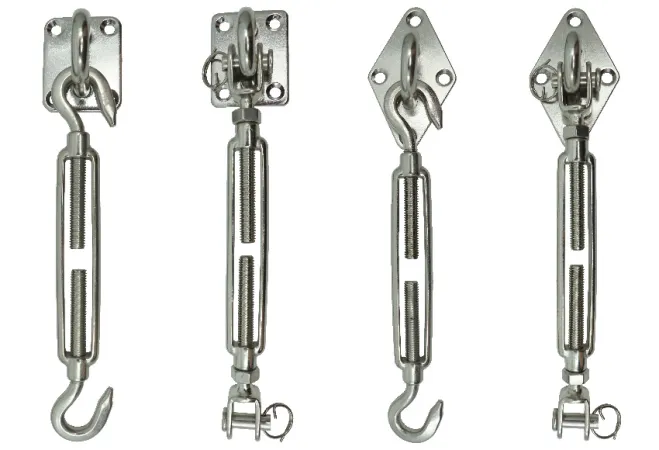 Edelstahl Sonnensegel-Befestigung - Dreieck, 3x Augplatte 3x Seilspanner