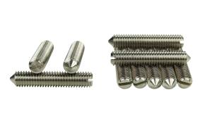 10x Edelstahl Gewindestifte, Madenschrauben, Schlitz und Spitze, 8x40mm, V4A