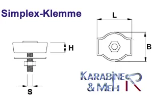 2x Edelstahl Drahtseilklemme, Simplex-Klemme, Drahtseile mit 2mm