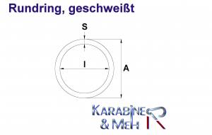 2x Edelstahl Ringe, geschweißt, Öse, 12x105 mm, rostfrei, V4A