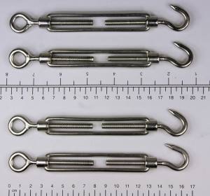 4x Edelstahl Seilspanner/Spannschloss, Haken/Öse, M8, V4A