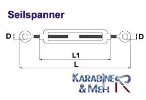 4x Edelstahl Seilspanner/Spannschloss, Öse/Öse, M6, V4A