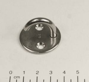 Edelstahl Augplatte / Deckauge mit Haken, rund, D5 - D=33mm, V4A