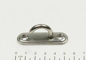 Edelstahl Augplatte / Deckauge mit Haken, schmal, D5 -  54 x 16mm, V4A