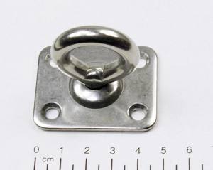 Edelstahl Augplatte / Deckauge mit Wirbel, D8,  50x40mm, V2A