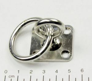 Edelstahl Augplatte / Deckauge mit Wirbel und Ring, D5, 35x35mm, V2A