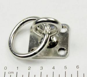 Edelstahl Augplatte / Deckauge mit Wirbel und Ring, D5 - 35x35mm, V2A