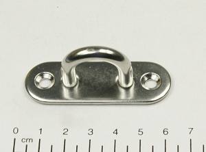 Edelstahl Augplatte / Deckauge, schmal, D6 -  60 x 20mm, V2A