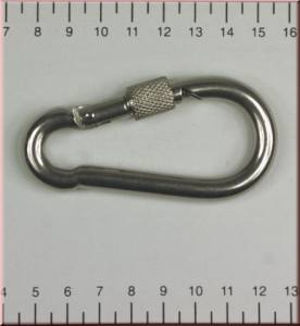 Edelstahl Karabiner - 8x80mm, Sicherung, V4A / AISI 316