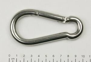 Edelstahl Karabiner, Karabinerhaken, 10x100mm, V4A / AISI 316