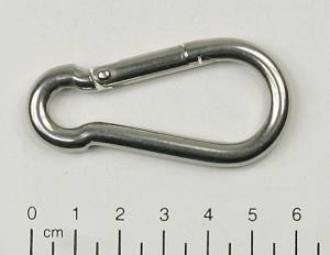 Edelstahl Karabiner, Karabinerhaken, 6x60mm, V4A / AISI 316