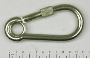 Edelstahl Karabiner, Karabinerhaken mit Kausche und Sicherung, 11x120mm, V4A / AISI 316