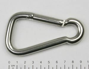 Edelstahl Karabiner, asymmetrisch, 10x100mm, V4A / AISI 316