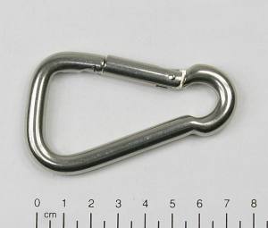 Edelstahl Karabiner, asymmetrisch, 8x80mm, V4A / AISI 316