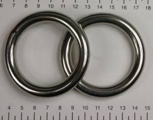 2x Edelstahl Ringe, geschweißt, Öse, 10x50 mm, rostfrei, V4A