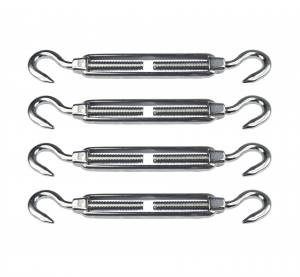 Sonnensegel-Befestigungs-Set, 4x Seilspanner Haken/Haken, Edelstahl, M8, 8mm