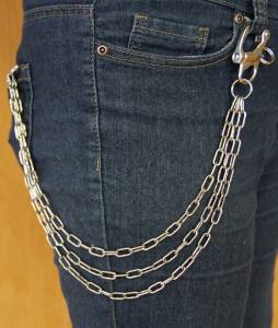 KAMERO Wallet Chain, 3fach-Kette, 55cm, Edelstahl, rostfrei, Walletchain, Kette für die Geldbörse, Hosenkette