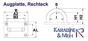B-Ware, Edelstahl Augplatte / Deckauge -  D10, 60 x 48mm, V4A