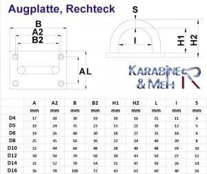 B-Ware, Edelstahl Augplatte / Deckauge -  D12, 70 x 50mm, V4A