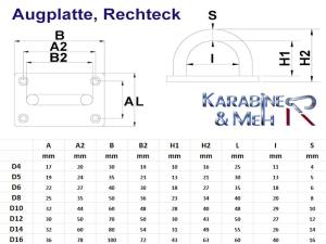 Edelstahl Augplatte / Deckauge - D5 - 35 x 30mm, V4A