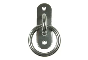 Edelstahl Augplatte / Deckauge mit Ring, schmal, D9 -  100 x 33mm, V2A