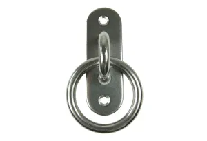 Edelstahl Augplatte / Wandhaken mit Ring, schmal, D6 -  60 x 20mm, V2A