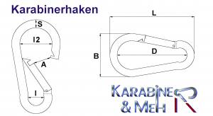 Edelstahl Karabiner, Karabinerhaken, 11x120mm, V4A / AISI 316