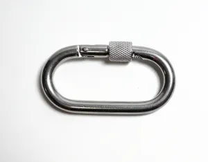 Edelstahl Karabiner / Karabinerhaken, oval mit Sicherung 6x60mm, V4A / AISI 316