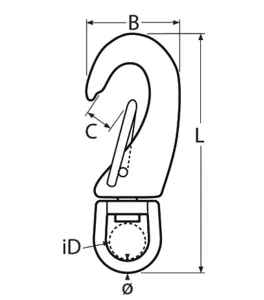 Edelstahl Schnapphaken mit Wirbelauge, 45mm, Schnapper Surf-Snap,V4A