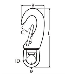 Edelstahl Schnapphaken mit Wirbelauge, 70mm, Schnapper Surf-Snap, V4A