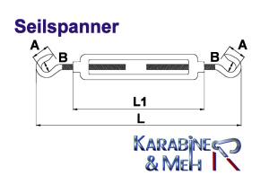 Edelstahl Seilspanner/Spannschraube, 2 Haken, M10, V4A