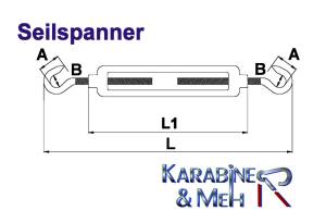 Edelstahl Seilspanner/Spannschraube, 2 Haken, M4, V4A