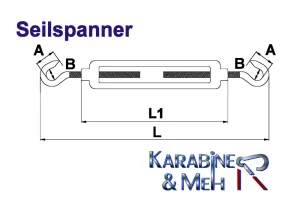 Edelstahl Seilspanner/Spannschraube, 2 Haken, M4, V4A