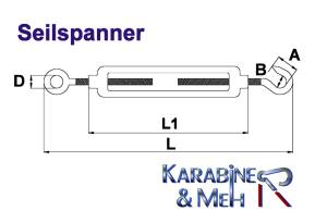 Edelstahl Seilspanner/Spannschraube, Haken/Öse (Auge), M10, V4A