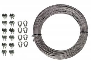 KAMERO Drahtseil - Set, Montage Set aus 10 Meter Drahtseil 7x19 6mm, 8x Kausche, 16x Bügelklemme, V4A