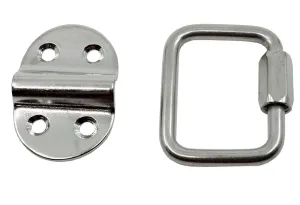 KAMERO Edelstahl Augplatte / Klappauge mit Schraubverbinder, Ringstärke 6mm, klappbar, V4A, rostfrei