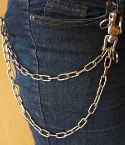 KAMERO Wallet Chain, 2fach-Kette, 42cm, Edelstahl, rostfrei, Walletchain, Kette für die Geldbörse, Hosenkette