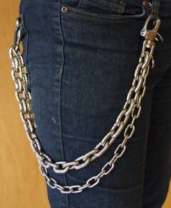 KAMERO Wallet Chain, Doppel-Kette, 60cm, Edelstahl, rostfrei, Walletchain, Kette für die Geldbörse, Hosenkette