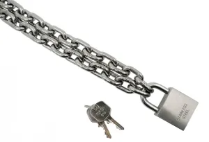 Kettenschloss, Edelstahlkette 4mm, Schloss 30mm, verschiedene Längen von 50cm - 300cm, V4A, rostfrei