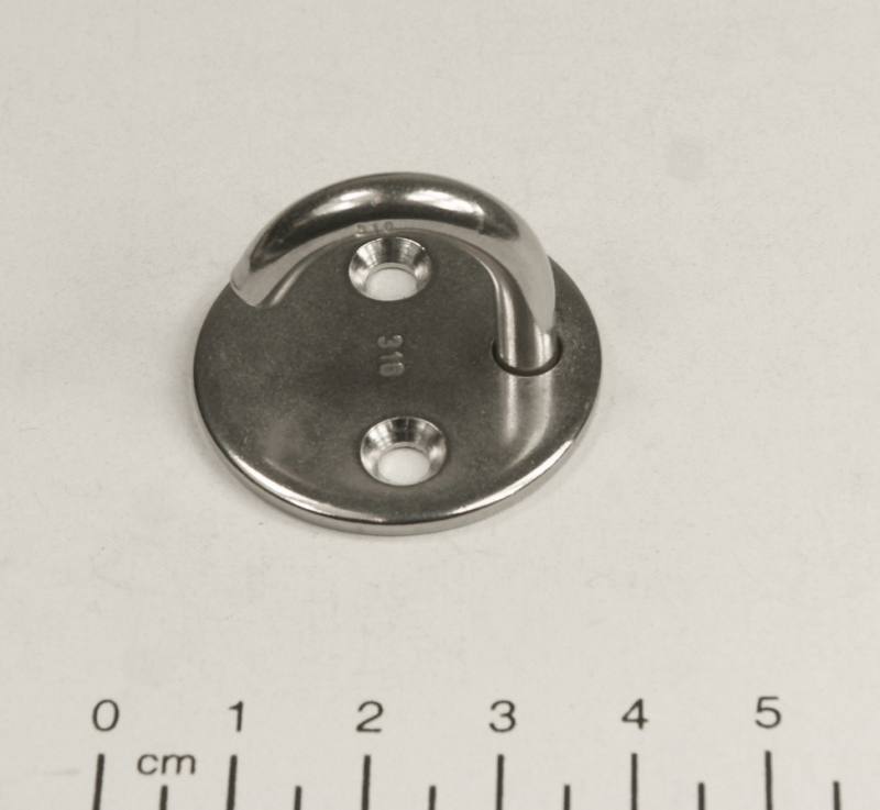KAMERO Edelstahl Augplatte mit Ring D5 D=33mm Deckenhaken Wandhaken V4A rund 