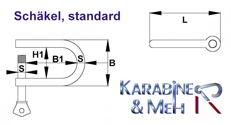 Schäkel, standard, gerade, M10, 10mm, Edelstahl V4A