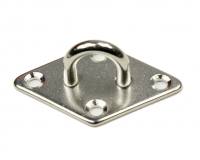 Edelstahl Augplatte / Deckauge, Raute, D8,  80 x 50mm, V4A