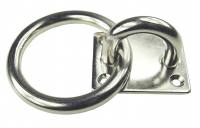 Edelstahl Augplatte / Deckauge mit Ring, D12, 70 x 50mm, Ring 90mm