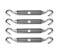 Sonnensegel-Befestigungs-Set, 4x Seilspanner Haken/Haken, Edelstahl, M8, 8mm