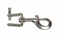 KAMERO Edelstahl Wirbelkarabiner mit Federzug und Gabel mit Innensechskant, 120mm, V4A